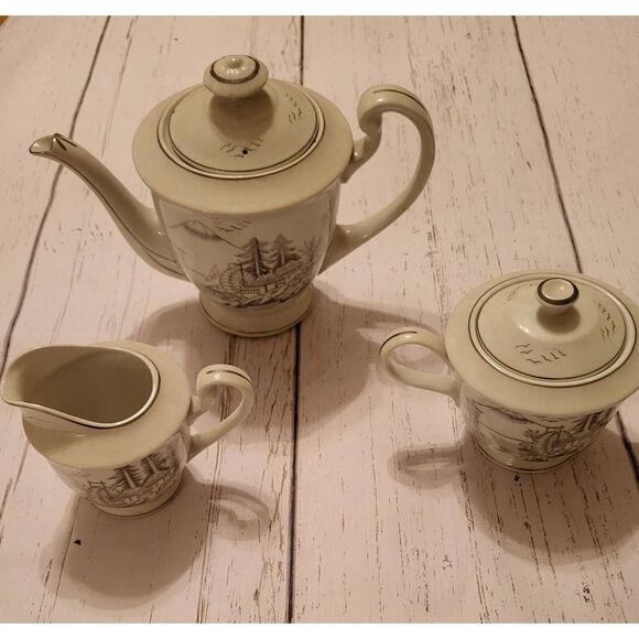 Vintage Kutani China . Tea Kettle, Creamer & Sugar bowl ( 3 pieces ) - Picture 2 of 14